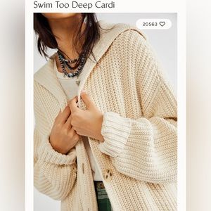 Free People Swim Too Deep chunky knit cardigan size large in cream.